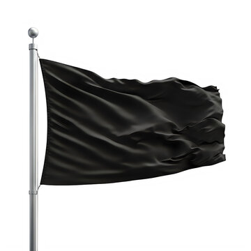 Waving black flag on pole