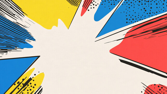 Retro Pop Art Comic Explosion Background with Bold Primary Colors