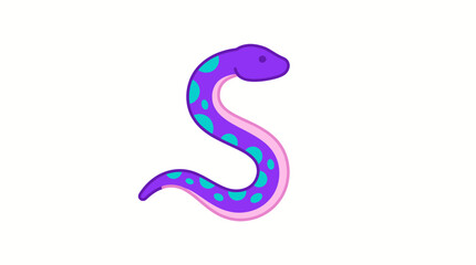 Fototapeta premium Purple cartoon snake with turquoise spots