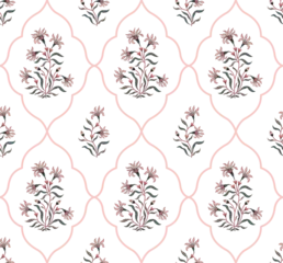 Vector Hand drawn colourful geometric flowers seamless patterns,Motifs,chintz,for textiles, wallpaper,clothing, wrapping paper, backdrop, banner, African boho paisley,traditional,vintage design.  © nongnuch_l