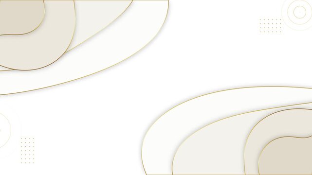 Abstract ivory white background with elegant 3D papercut waves and golden edges. This seamless premium motion graphic loop is perfect for luxury corporate or wedding presentation videos.