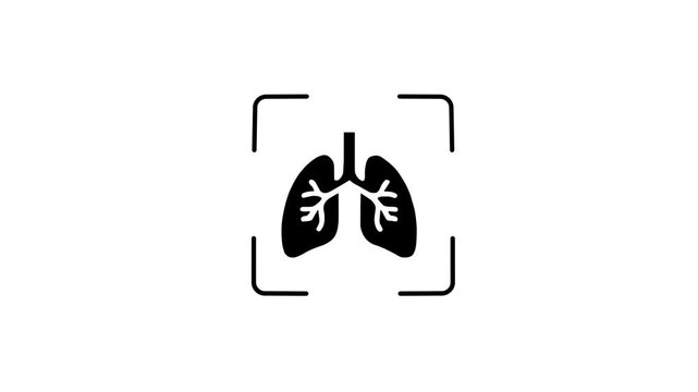 Animated Scanning Line Human Lungs Respiratory Icon Loop Green Laser Scanner Motion Graphic Pulmonology Medical Health Scan Visual