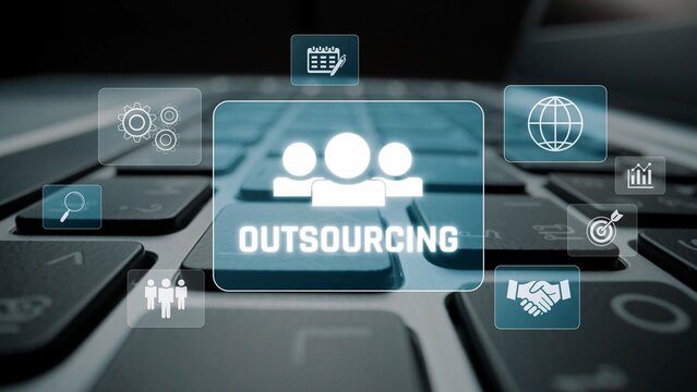 Outsourcing concept showing collaboration, delegation, global workforce, productivity, and task management through remote teams and external service providers Marrow