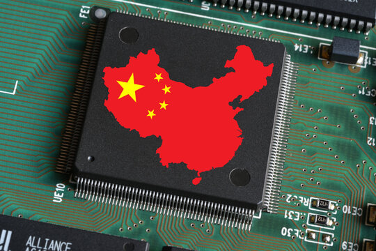 China semiconductor industry and microchip technology concept