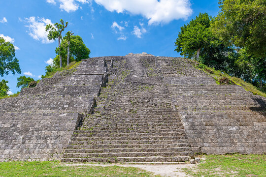 Main pyramid of the mayan city Yaxha in the Peten jungle, Guatemala.