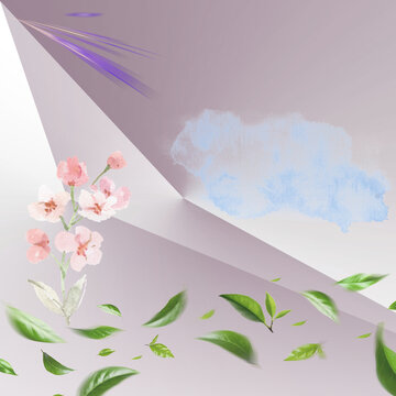 Untitled design - 1 flower vector illustrated uuith pink flowers and green leves