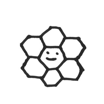 Hand Drawn Happy Honeycomb Doodle Outline Vector Illustration