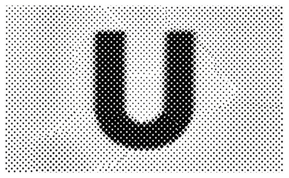 Letter U Halftone Dot Pattern
