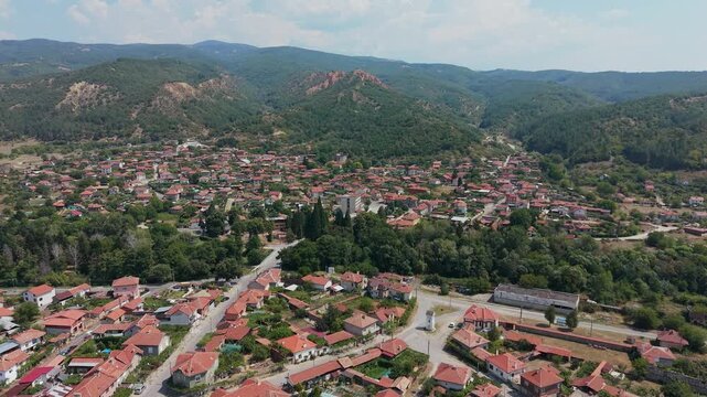 Aerial view of Stob village in Bulgaria