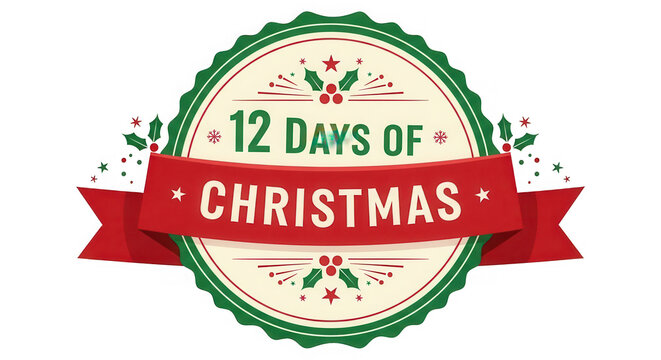 12 days of christmas festive holiday graphic isolated on transparent background