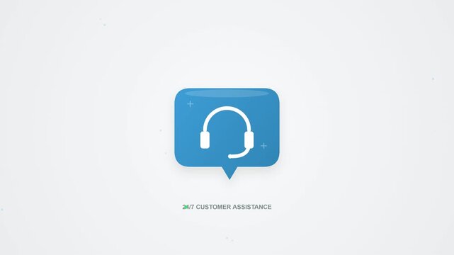 Customer Support Chat Bubble with Headset Icon Animation