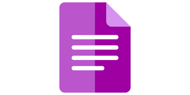 Purple document paper icon representing file management and data storage.
