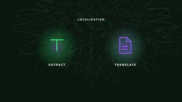 Localization process vector illustration, global language translation and text extraction concept, digital document management, international communication technology