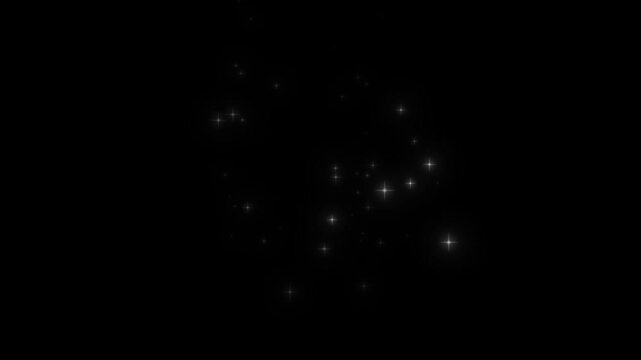 Rotating Christmas tree with shining light, merry christmas sparkling magic text Animation, Luxury white glitter sparkles line trail with magic dust, pixie star particles on black background, 4K