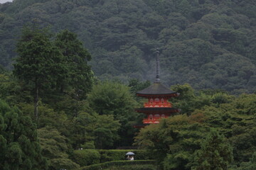 Obraz premium Kiyomizu-temple Red pagoda in Kyoto