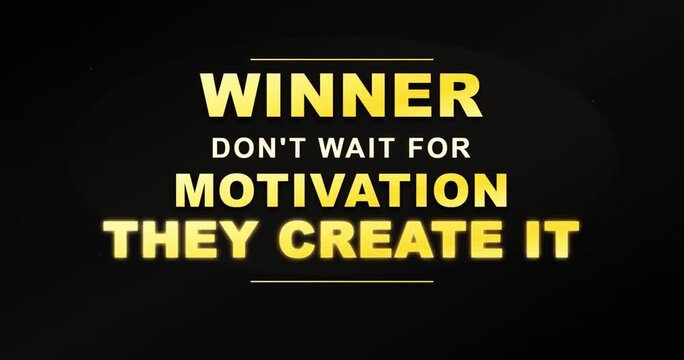 Motivational quote animation with bold yellow typography on a dark background for inspiration video projects