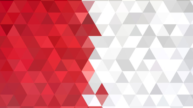 Abstract geometric background with red and white triangles, low poly mosaic pattern, modern corporate backdrop for presentations and web design