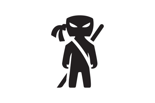 Ninja Character Swords Stealth Silhouette Vector Icon