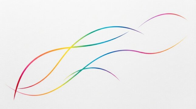 Abstract colorful wavy lines flowing in a smooth motion on a simple light background