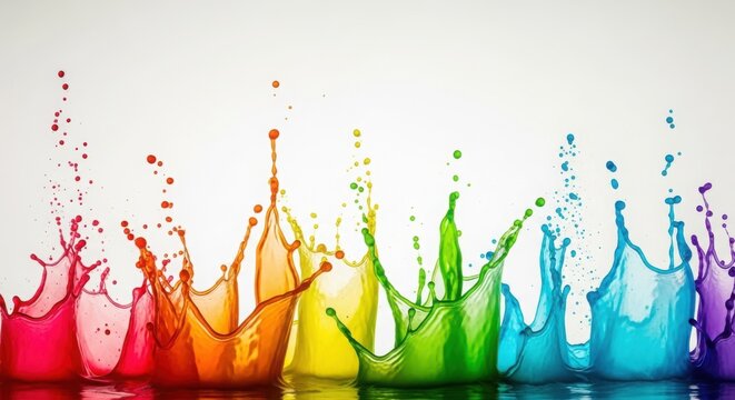 Rainbow colorful liquid splashes