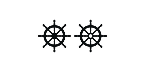 Two ship steering wheel icons isolated on transparent background for nautical maritime designs. © Shan masih