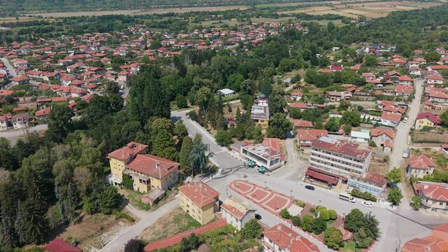 Stob village aerial drone view in Bulgaria