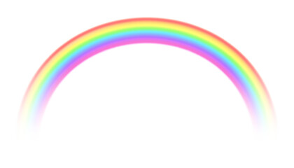 Obraz premium Realistic rainbow arch shape isolated on white background. Colorful light and bright design element. Symbol of rain, sky, clarity, nature. Graphic object, vector illustration.