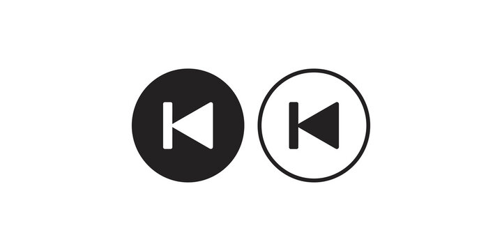 Media player skip back button icon in filled and outlined versions.