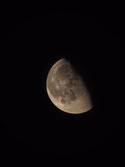 Detailed Half Moon in Dark Night Sky Showing Lunar Craters © Дмитрий Ляшенко