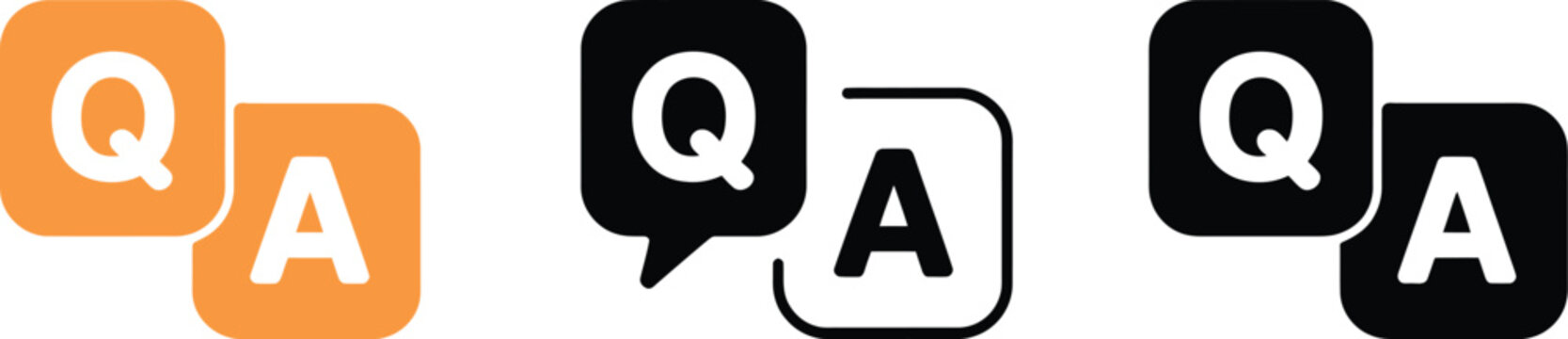 FAQ help icon, speech bubble with question symbol for customer support, frequently asked questions, assistance, information, and website interfaces