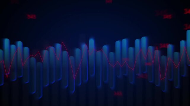 Financial bar graph animation displays numbers with lines. Trading volatility tracks on the financial bar graph animation. Investment data guides this active bar graph animation.
