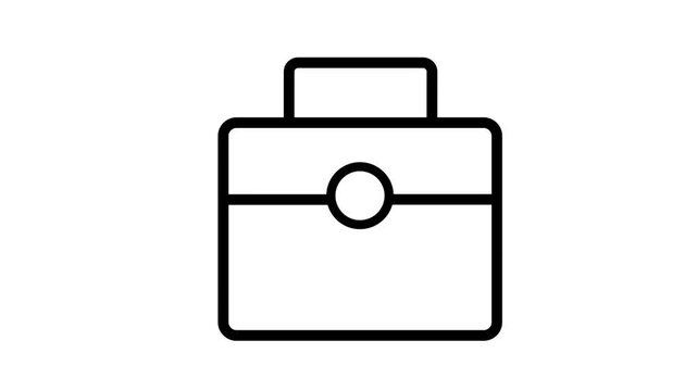 Briefcase Line Art Animated Icon Business Suitcase Portfolio Office Bag Concept Isolated on White Background
