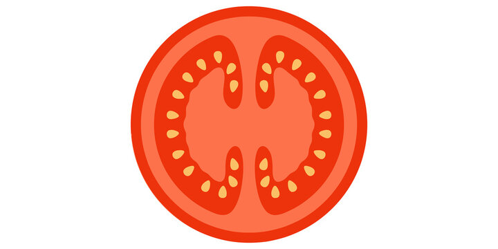 Fresh red tomato slice isolated flat vector design food graphic element.