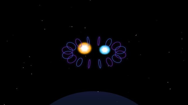 4K Cosmo 53 Binary Sunset Circumbinary World Particle Dynamics with Audio Visualizer Loop