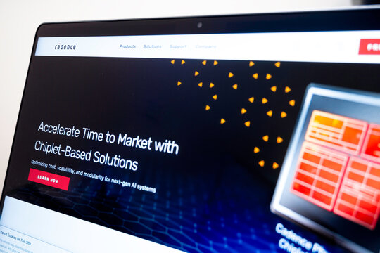 Mexico city, mexico, 10 20 2025: cadence website displaying chiplet solutions for ai systems