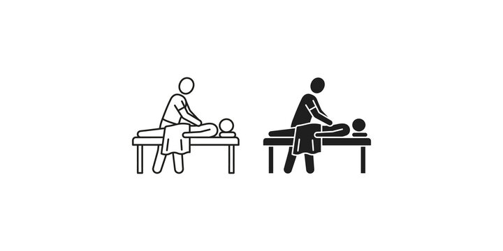 People getting massage icon outline and glyph style vector illustration for spa wellness therapy.