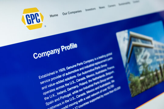 Mexico city, mexico, 11 12 2025: gpc genuine parts company corporate profile website screen