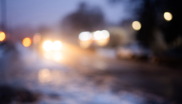 Blurry Photo Of Winter Street In Fog