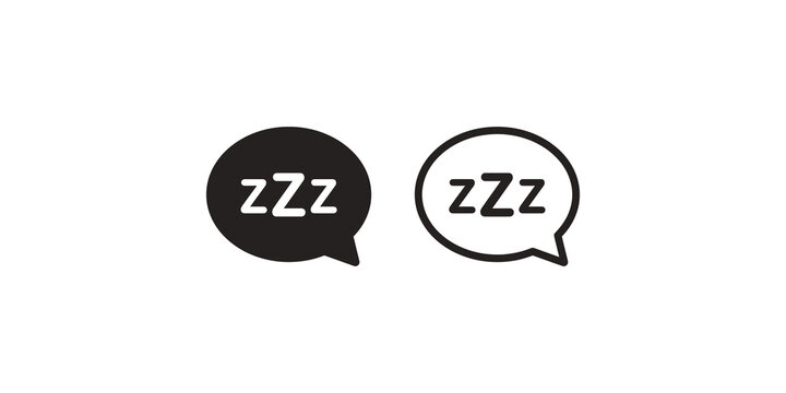 Sleep speech bubble icons with zzz text symbol for rest or notification.