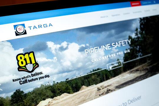 Mexico city, mexico, 12 27 2025: targa resources website displaying pipeline safety information