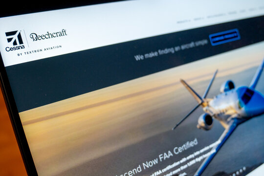 Mexico city, mexico, 12 27 2025: textron aviation website displaying cessna and beechcraft branding