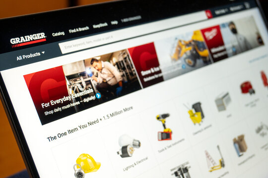 Mexico city, mexico, 12 27 2025: grainger website industrial supplies e-commerce online shopping on laptop