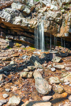 Small waterfall located next to Roaring Run Falls. Roaring Run Recreation Area. Allegany County. Virginia