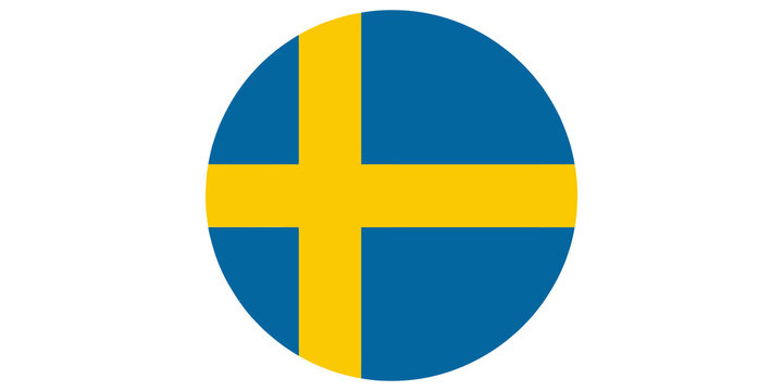 Circular flag of Sweden graphic design element for national identity projects.