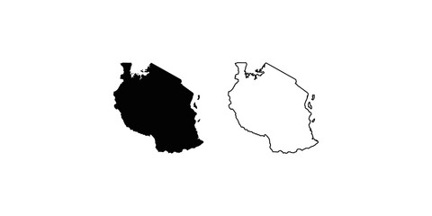 Tanzania map outline and solid silhouette shape for geographical data and travel design. © Shan masih