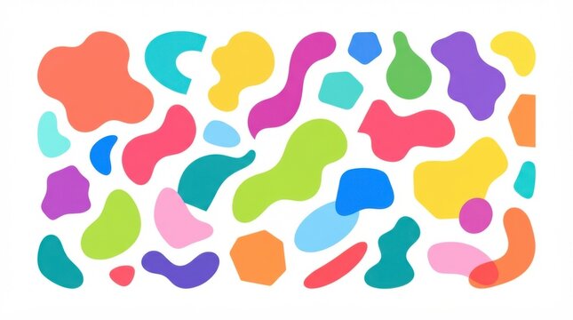 Set of colorful organic liquid blobs and abstract fluid shapes