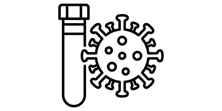 Coronavirus test tube icon illustrating medical testing and laboratory research procedures.