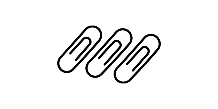 Set of paperclip icons representing organization office supplies and document management.