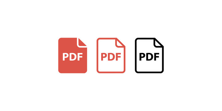 Document file icons with pdf label in red and black colors for digital file management.