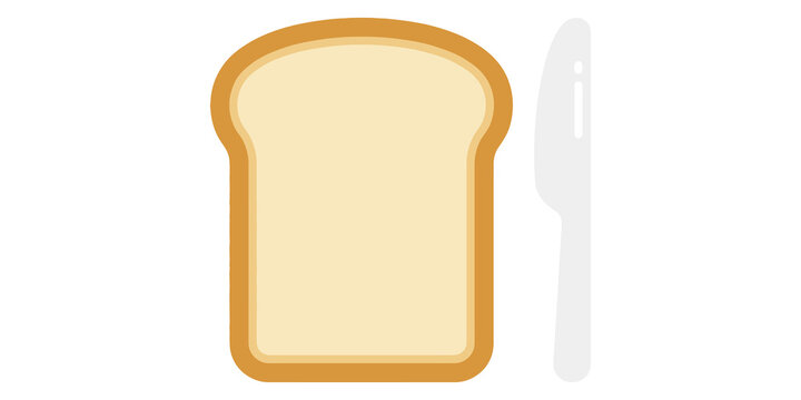 Slice of fresh white bread with silver dinner knife for breakfast preparation.